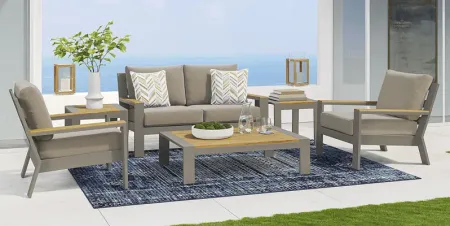 Solana Taupe 4 Pc Outdoor Loveseat Seating Set With Mushroom Cushions