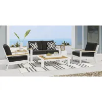 Solana White 4 Pc Outdoor Loveseat Seating Set With Charcoal Cushions