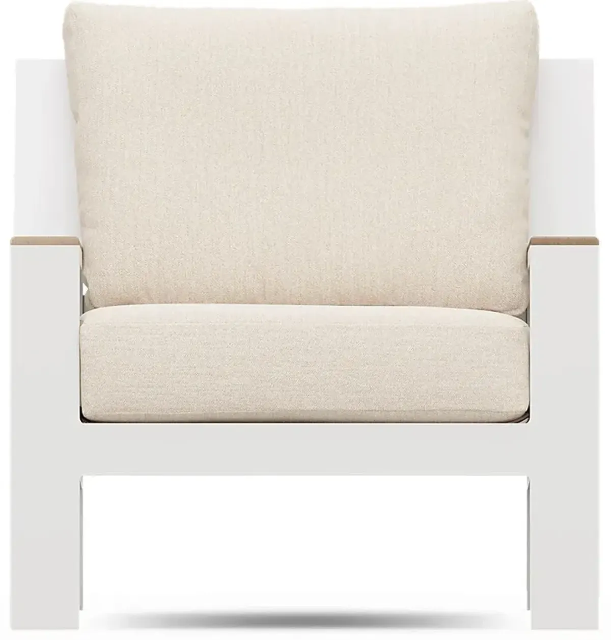 Solana White 4 Pc Outdoor Loveseat Seating Set With Bisque Cushions