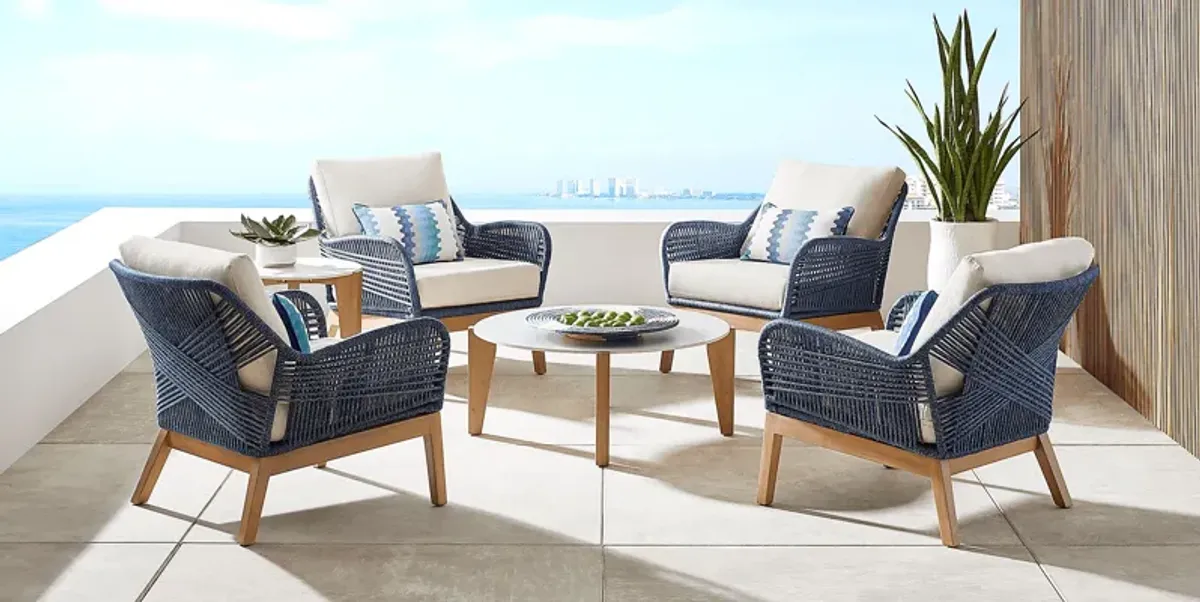 Tessere Blue 6 Pc Outdoor Chat Set