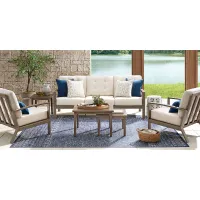Torio Brown 5 Pc Outdoor Sofa Seating Set with Oatmeal Cushions