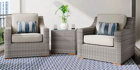 Patmos Gray 3 Pc Outdoor Seating Set with Linen Cushions