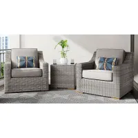 Patmos Gray 3 Pc Outdoor Seating Set with Mushroom Cushions
