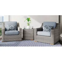 Patmos Gray 3 Pc Outdoor Seating Set with Steel Cushions