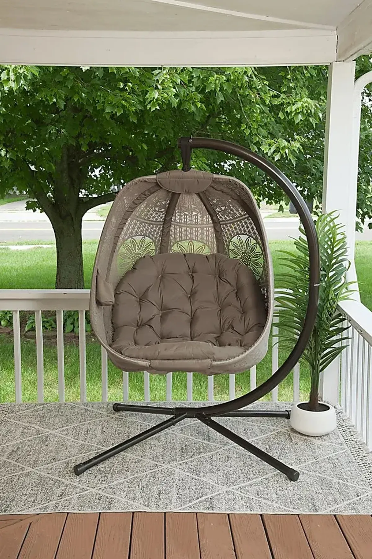 Outdoor Maquel Beige Hanging Egg Chair