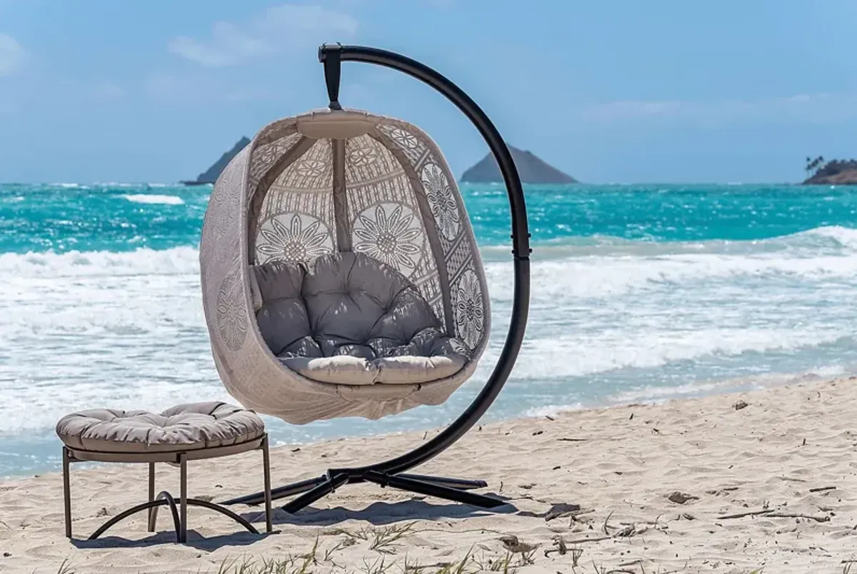 Outdoor Maquel Beige Hanging Egg Chair