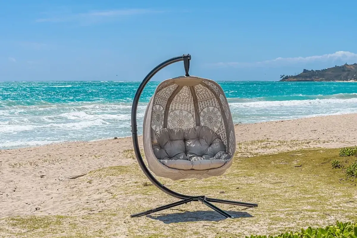 Outdoor Maquel Beige Hanging Egg Chair