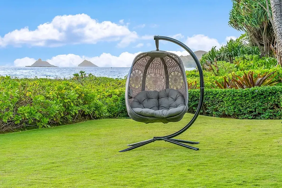 Outdoor Maquel Beige Hanging Egg Chair