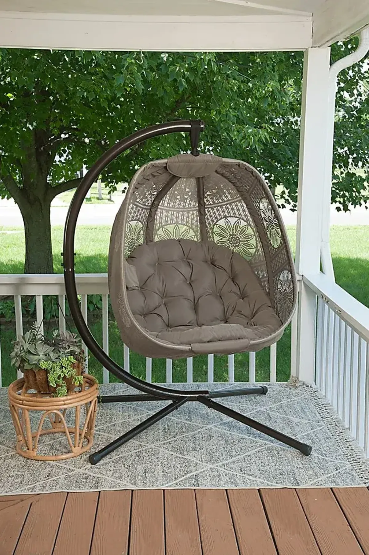 Outdoor Maquel Beige Hanging Egg Chair