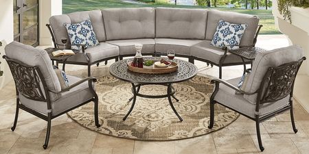 Lake Como Antique Bronze 4 Pc Outdoor Sectional with Silk-Colored Cushions