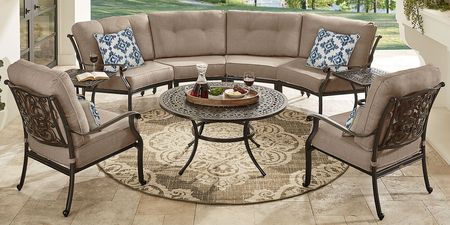 Lake Como Antique Bronze 4 Pc Outdoor Sectional with Malt Cushions