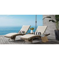 Luna Lake Brown Outdoor Chaise with Natural Cushions, Set of 2