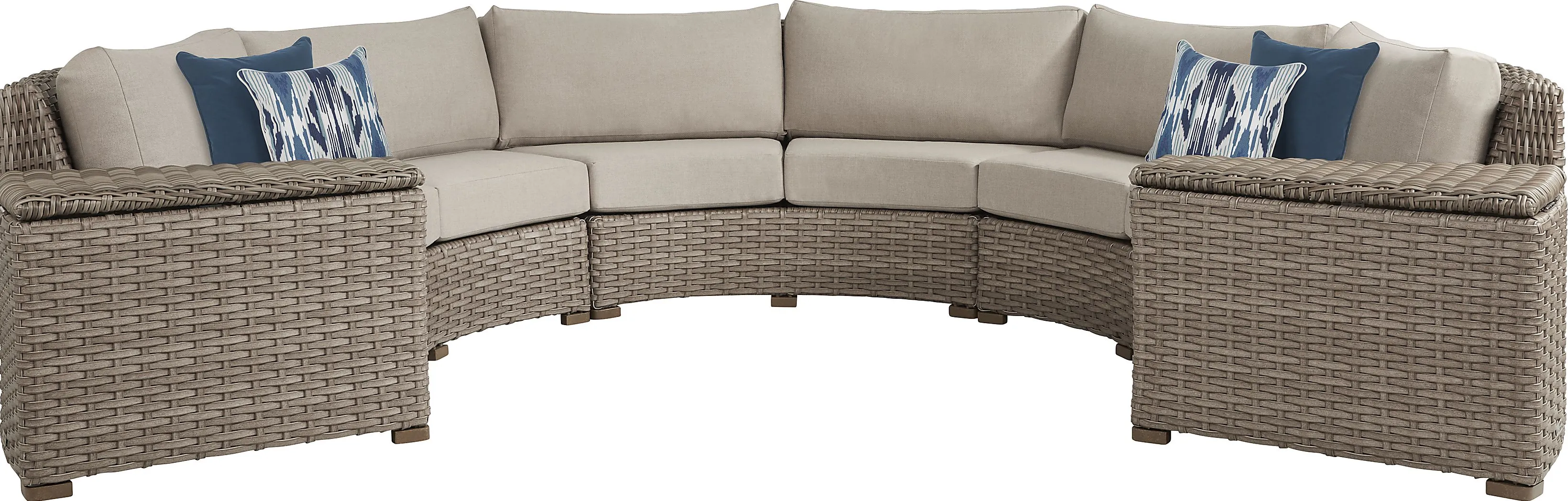 Siesta Key Driftwood 5 Pc Outdoor Curved Sectional with Sand Cushions