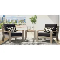 Solana 3 Pc Taupe Outdoor Seating Set with Charcoal Cushions