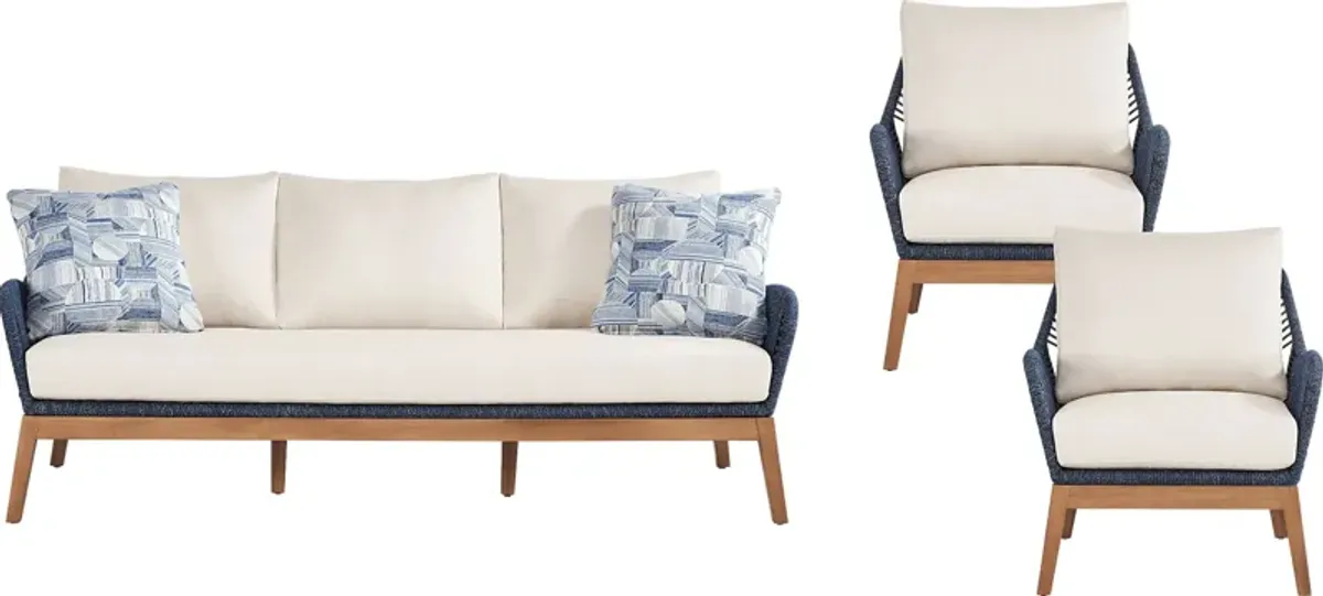 Tessere Blue 3 Pc Outdoor Seating Set