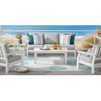 Eastlake White 4 Pc Outdoor Seating Set with Pewter Cushions