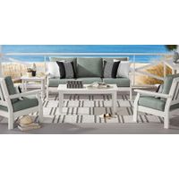 Eastlake White 4 Pc Outdoor Seating Set with Jade Cushions