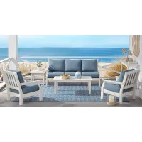 Eastlake White 4 Pc Outdoor Seating Set with Agean Cushions