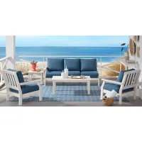 Eastlake White 4 Pc Outdoor Seating Set with Ocean Cushions