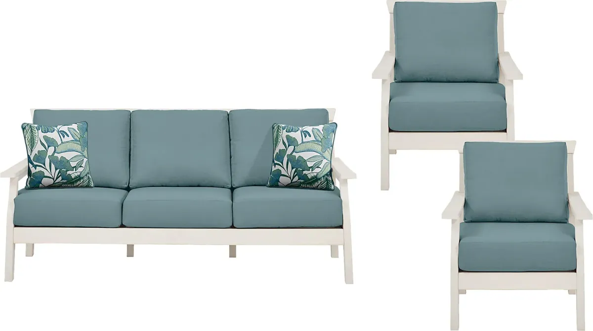 Eastlake White 3 Pc Outdoor Seating Set with Breeze Cushions