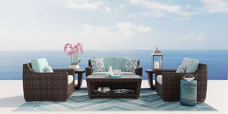 Montecello Gray 4 Pc Outdoor Seating Set with Mist Cushions