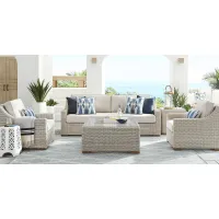 Patmos Gray 4 Pc Outdoor Sofa Seating Set with Linen Cushions