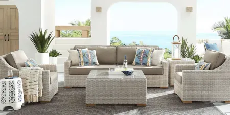 Patmos Gray 4 Pc Outdoor Sofa Seating Set with Mushroom Cushions
