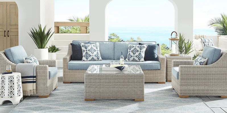 Patmos Gray 4 Pc Outdoor Sofa Seating Set with Steel Cushions