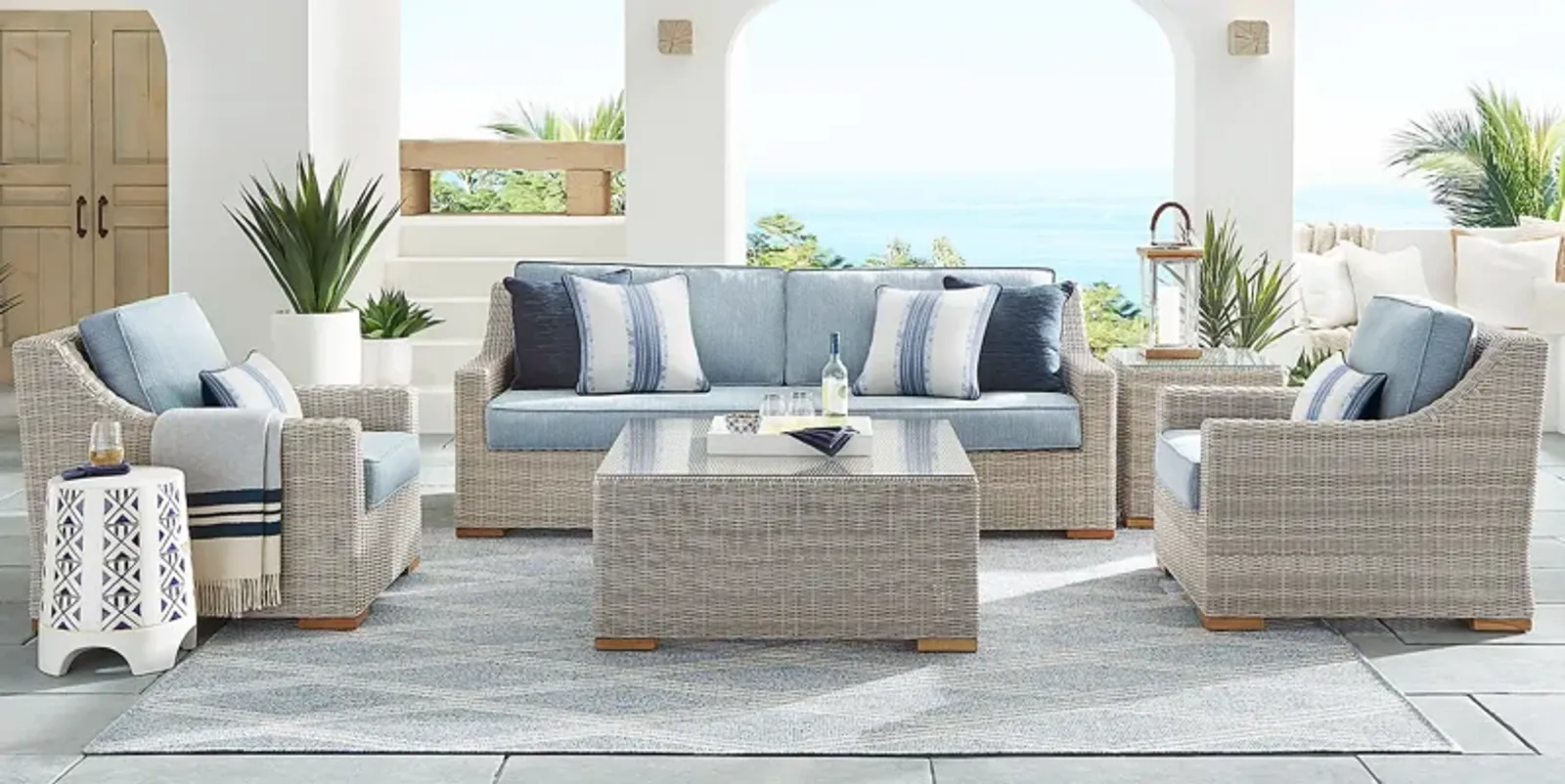 Patmos Gray 4 Pc Outdoor Seating Set with Steel Cushions