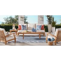 Pleasant Bay Teak 4 Pc Outdoor Seating Set with Vapor Cushions