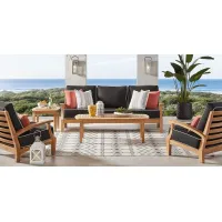 Pleasant Bay Teak 4 Pc Outdoor Seating Set with Charcoal Cushions