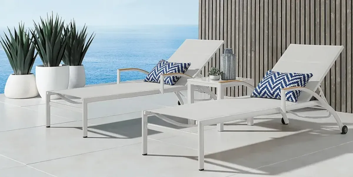 Solana White Outdoor Chaises, Set of 2