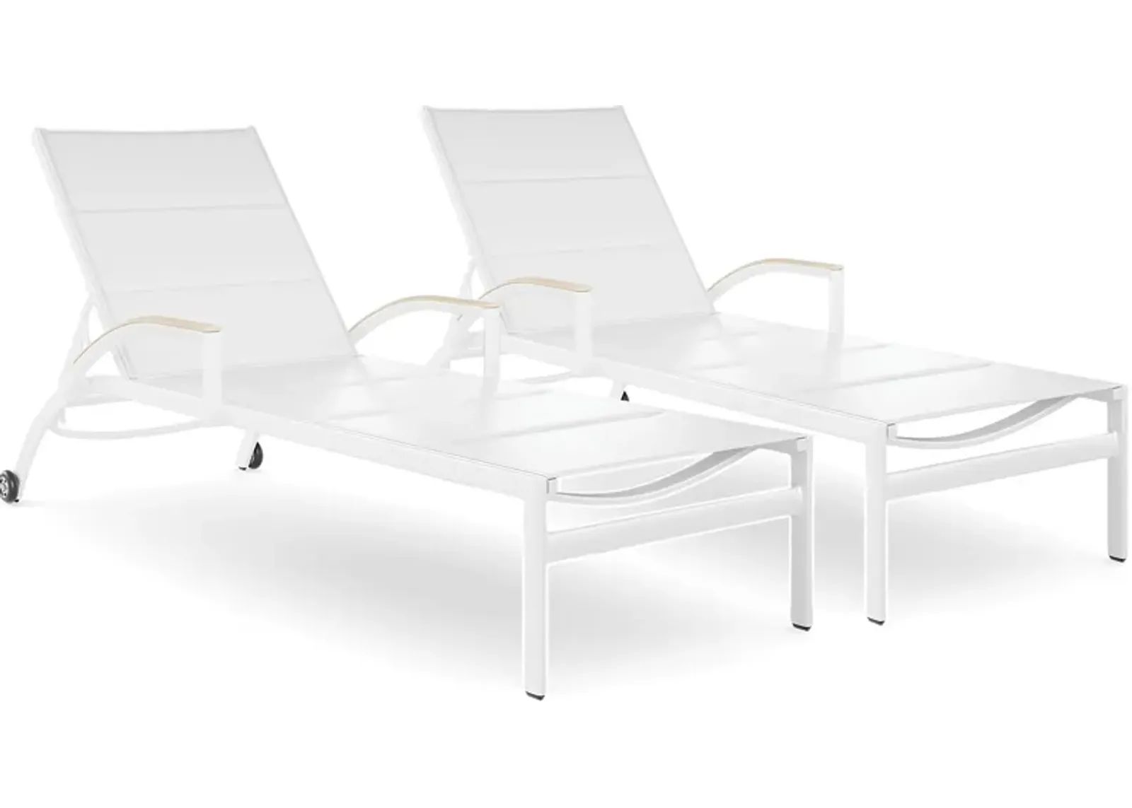 Solana White Outdoor Chaises, Set of 2