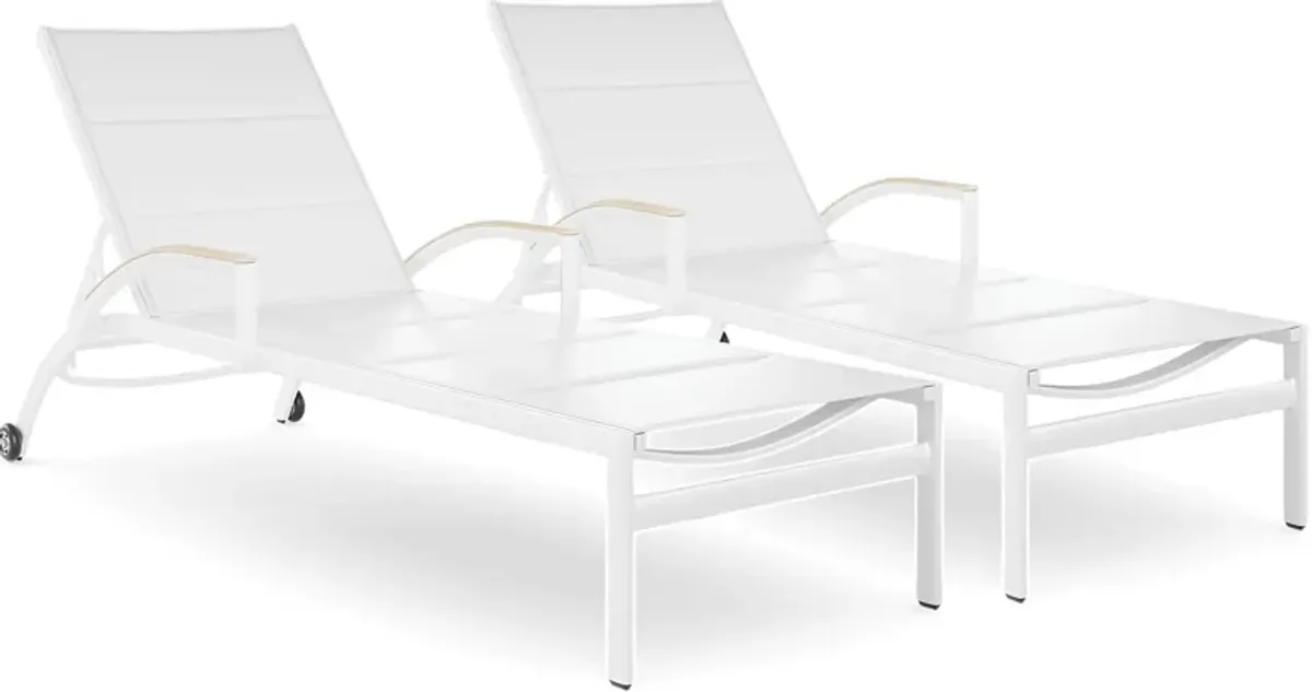 Solana White Outdoor Chaises, Set of 2