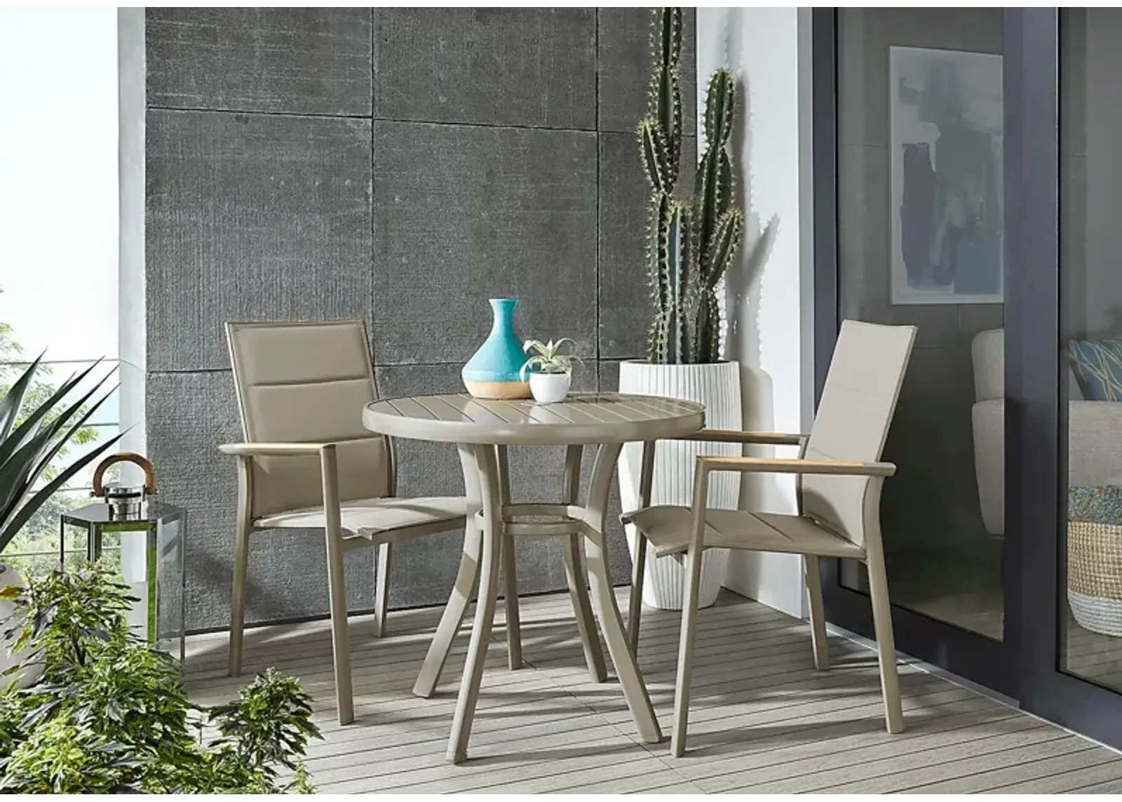 Solana Taupe 3 Pc Outdoor Dining Set