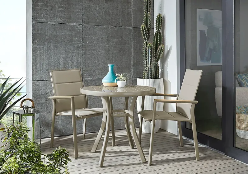 Solana Taupe 3 Pc Outdoor Dining Set