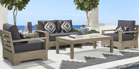 Lake Tahoe Gray 4 Pc Outdoor Loveseat Seating Set with Charcoal Cushions