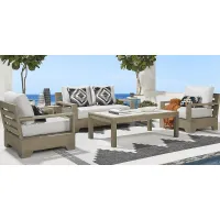 Lake Tahoe Gray 4 Pc Outdoor Loveseat Seating Set with Seagull Cushions