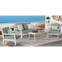 Eastlake 4 Pc White Outdoor Loveseat Seating Set with Jade Cushions