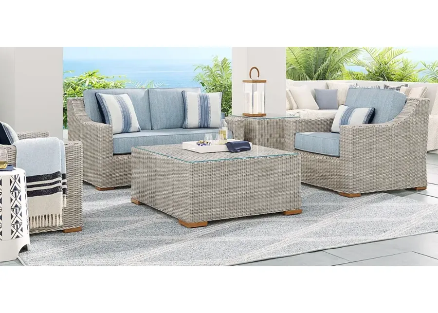 Patmos Gray 4 Pc Outdoor Loveseat Seating Set with Steel Cushions