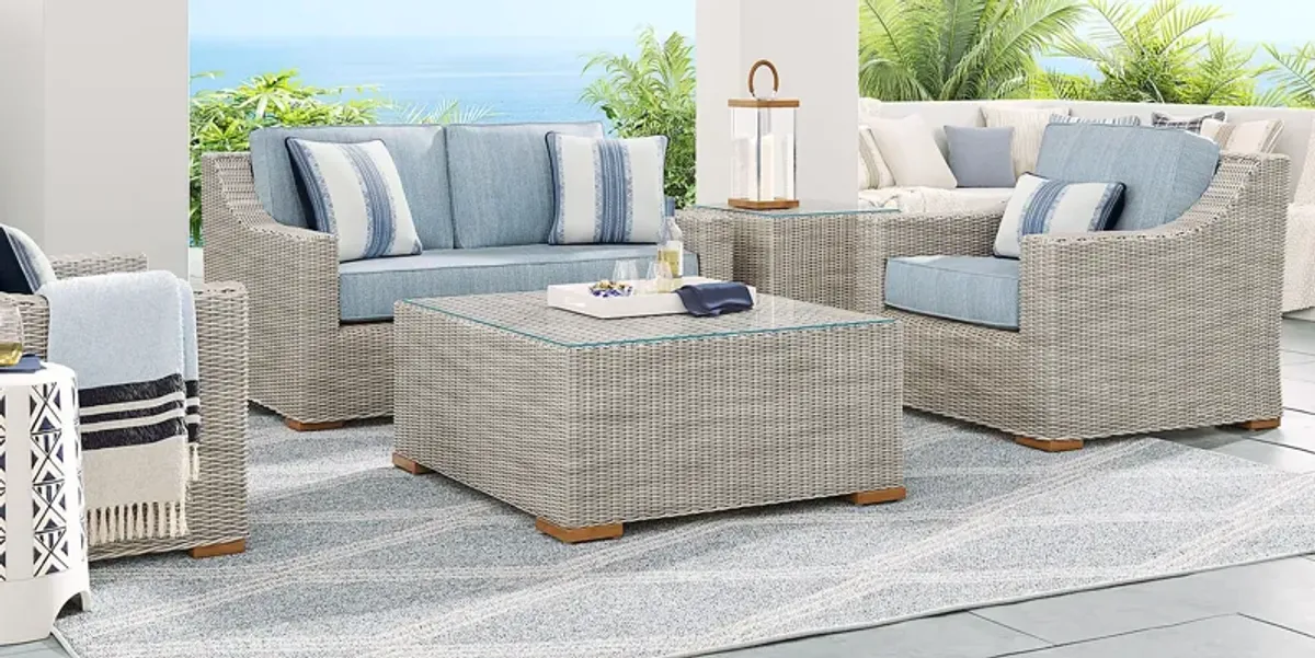 Patmos Gray 4 Pc Outdoor Loveseat Seating Set with Steel Cushions