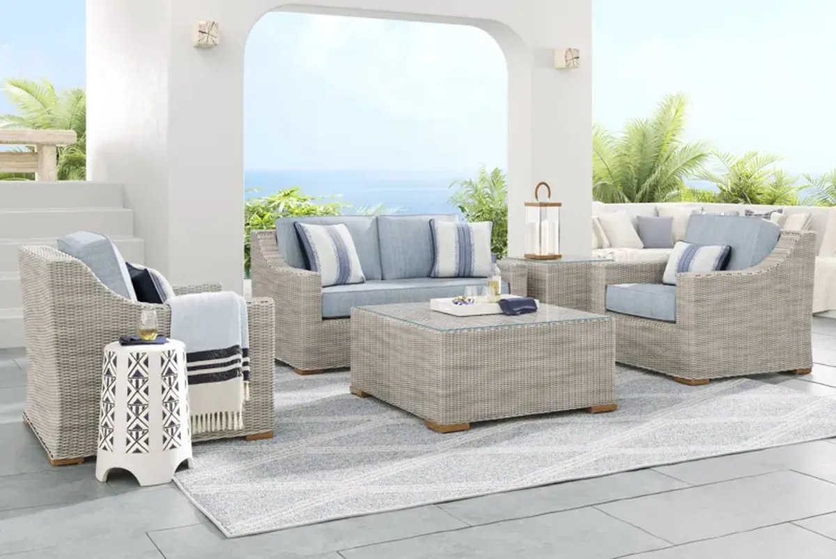 Patmos Gray 4 Pc Outdoor Loveseat Seating Set with Steel Cushions