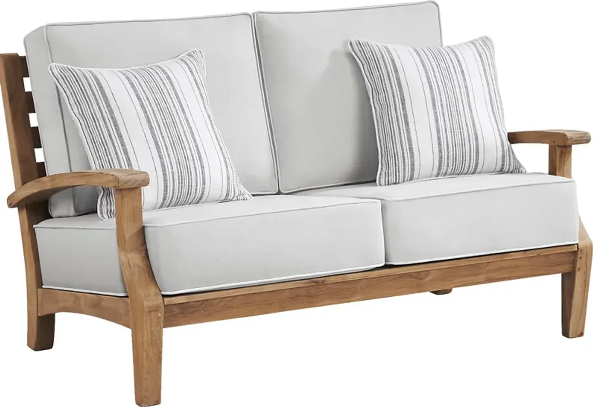 Pleasant Bay Teak 4 Pc Outdoor Seating Set with Dove Cushions