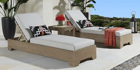 Lake Tahoe Gray Outdoor Chaise with Seagull Cushions, Set of 2