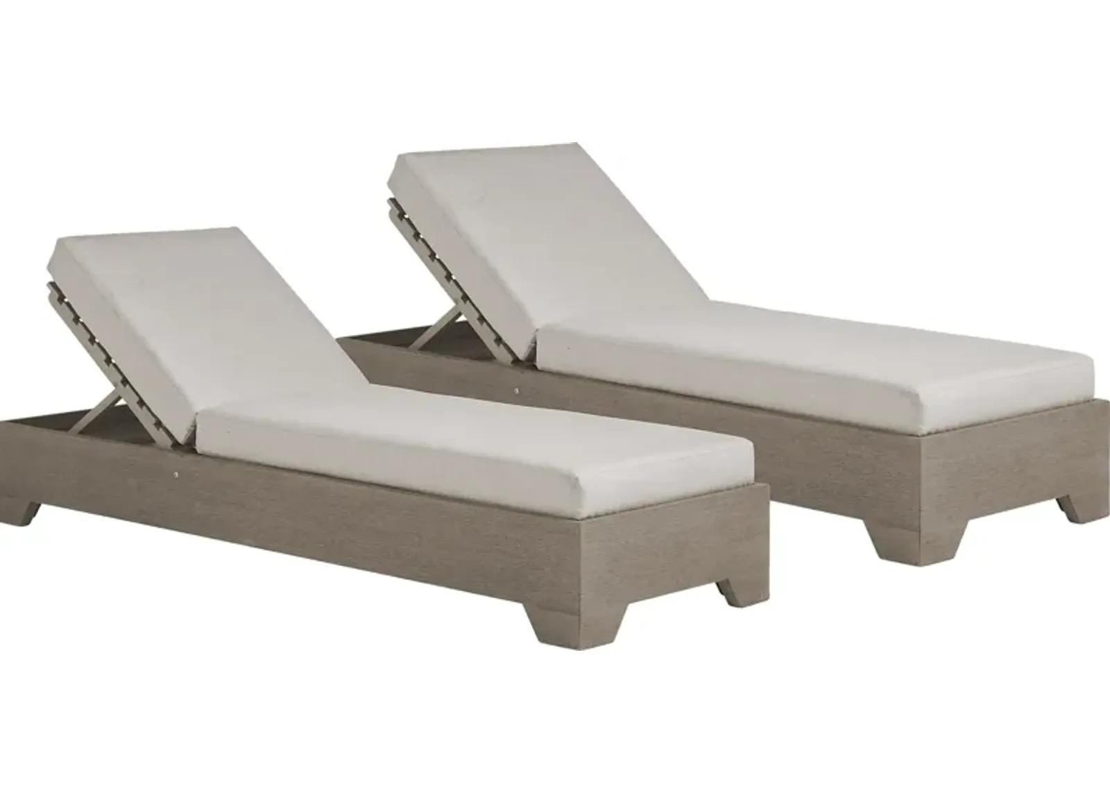 Lake Tahoe Gray Outdoor Chaise with Seagull Cushions, Set of 2