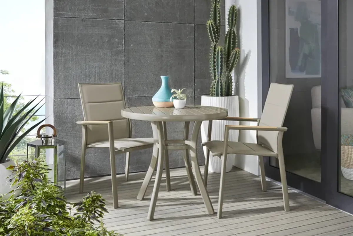 Solana Taupe 3 Pc Outdoor Dining Set with Arm Chairs