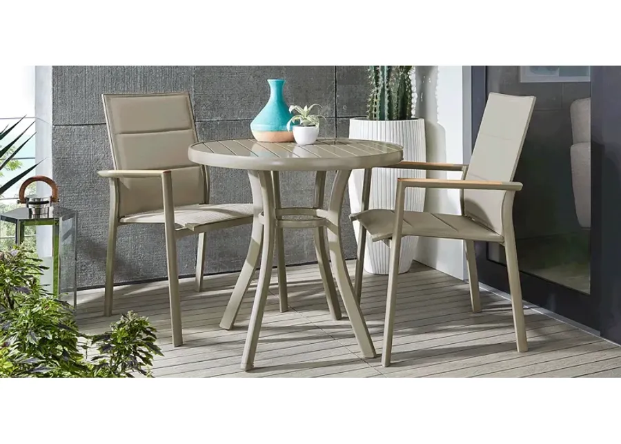 Solana Taupe 3 Pc Outdoor Dining Set with Arm Chairs