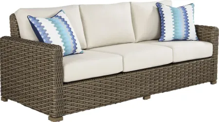 Siesta Key Driftwood Outdoor Sofa with Linen Cushions
