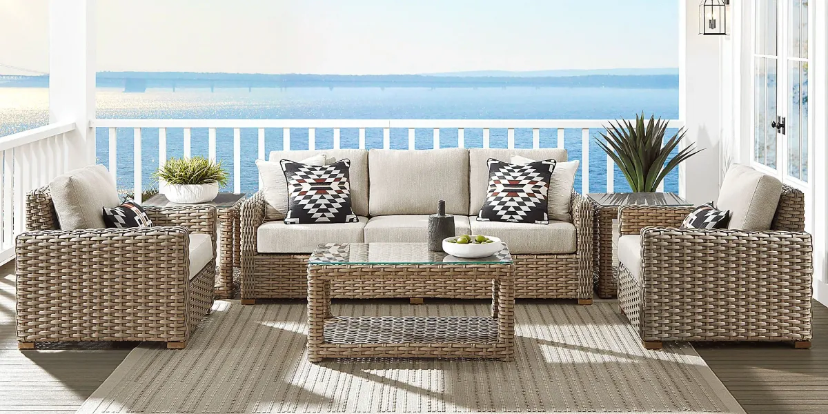 Siesta Key Driftwood Outdoor Sofa with Twine Cushions