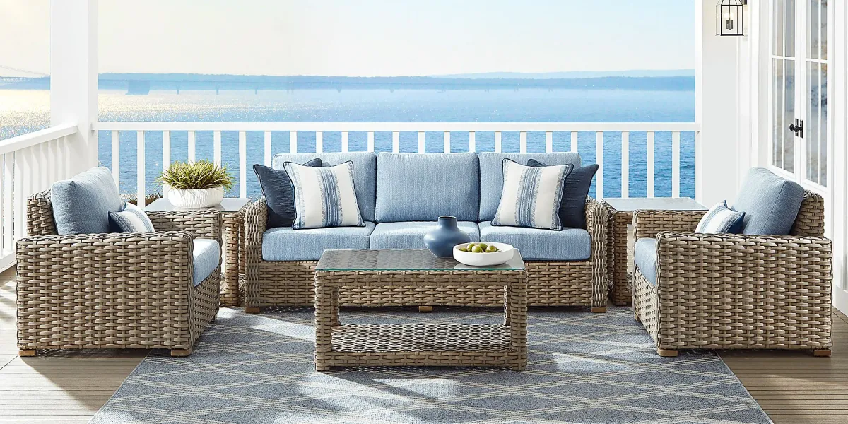 Siesta Key Driftwood Outdoor Sofa with Steel Cushions